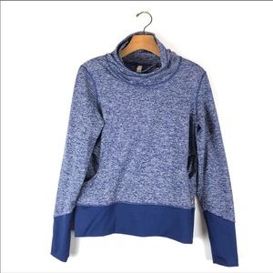 LUCY marled blue cowl neck sweatshirt with pockets